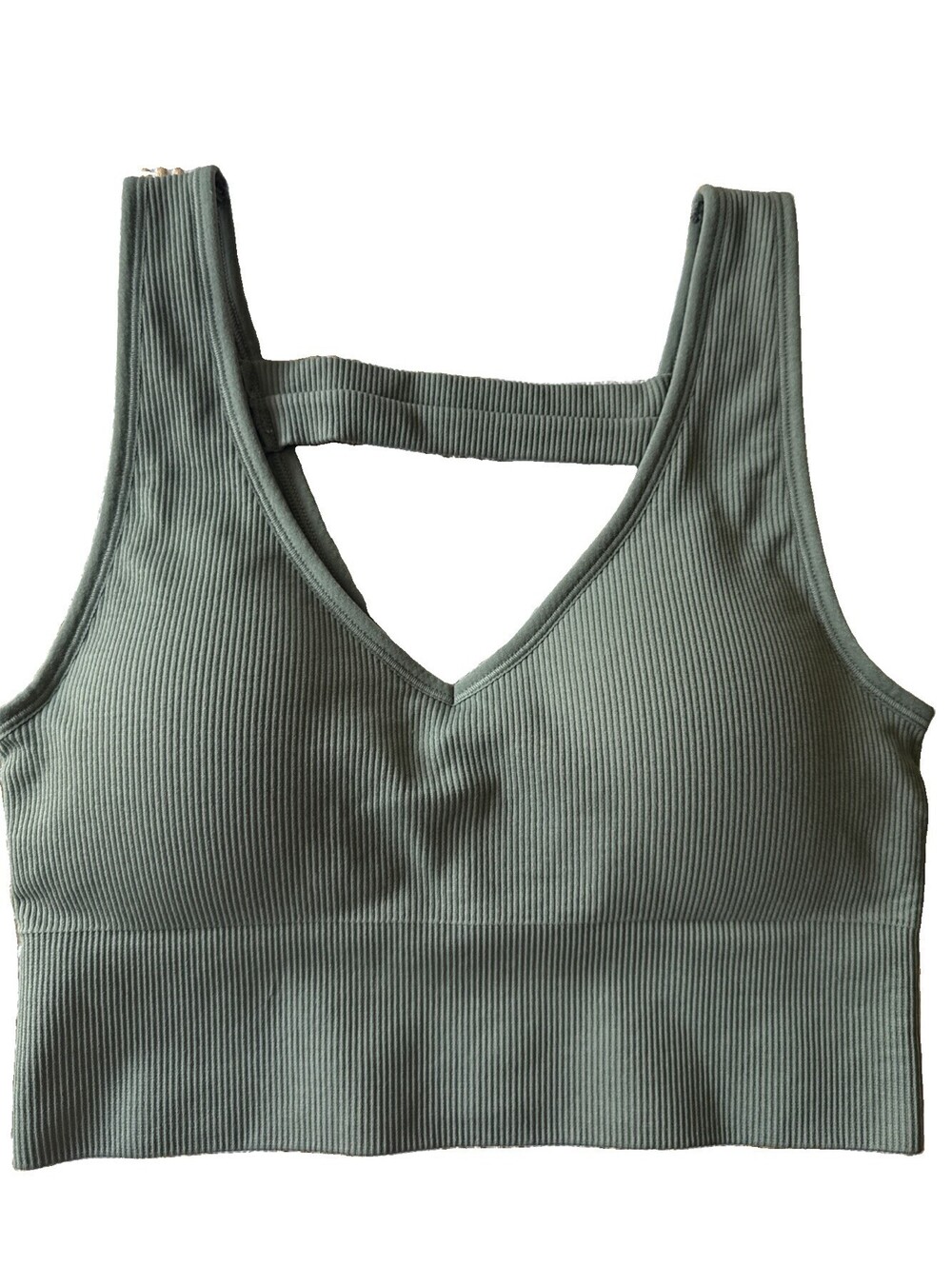 90 Degree By Reflex Green  High Perform Full Support Sports Bra  M Ribbed
